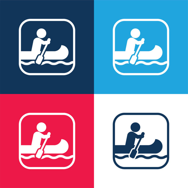 Boating Sign blue and red four color minimal icon set - Vector, Image