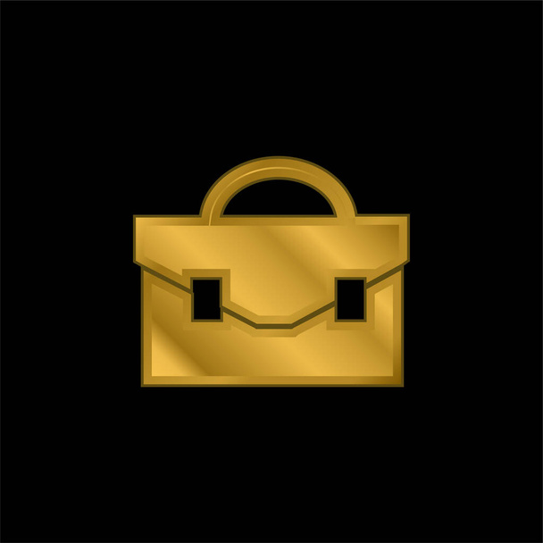 Black Briefcase gold plated metalic icon or logo vector - Vector, Image