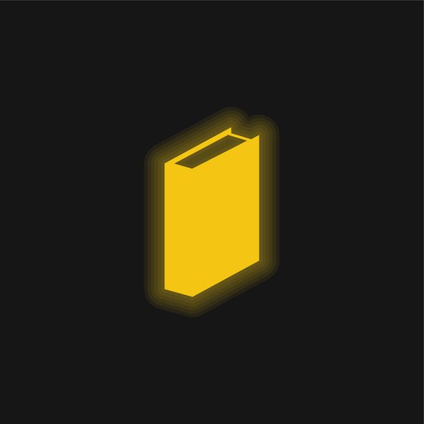 Boek geel gloeiend neon icoon - Vector, afbeelding
