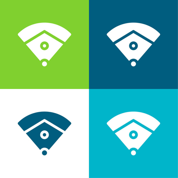 Terrain de baseball Ensemble d'icônes minimal plat quatre couleurs - Vecteur, image