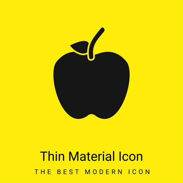 Pomme avec tige et feuille minimale icône de matériau jaune vif - Vecteur, image