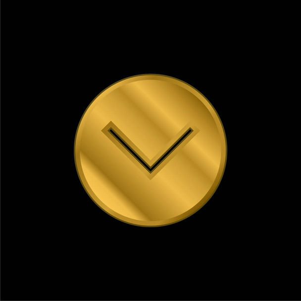 Strzałka skierowana w dół złocona metaliczna ikona lub wektor logo - Wektor, obraz