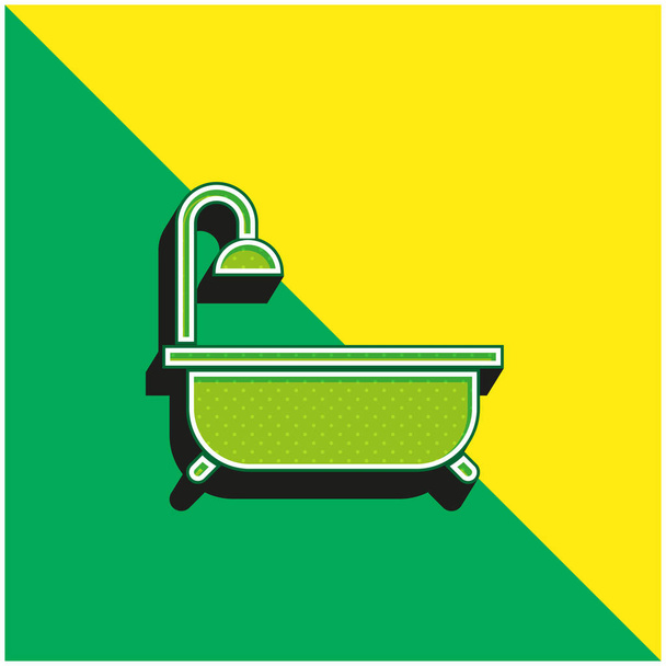 Badewanne Grünes und gelbes modernes 3D-Vektor-Symbol-Logo - Vektor, Bild