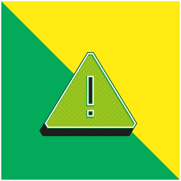 Atenção Verde e amarelo moderno logotipo do ícone do vetor 3d - Vetor, Imagem