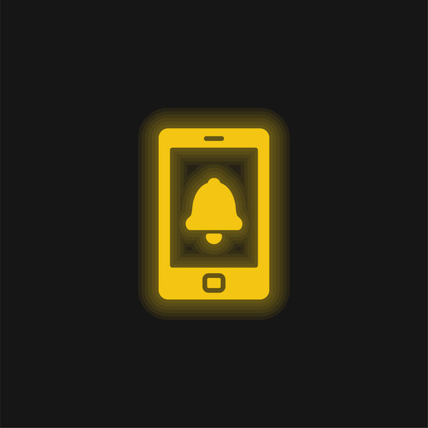 Alarmtelefon gelb leuchtende Neon-Symbol - Vektor, Bild