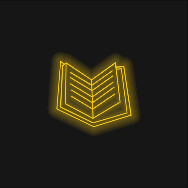 Kirja avatut sivut keltainen hehkuva neon kuvake - Vektori, kuva