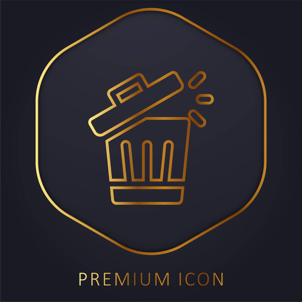 Poubelle ligne d'or logo premium ou icône - Vecteur, image