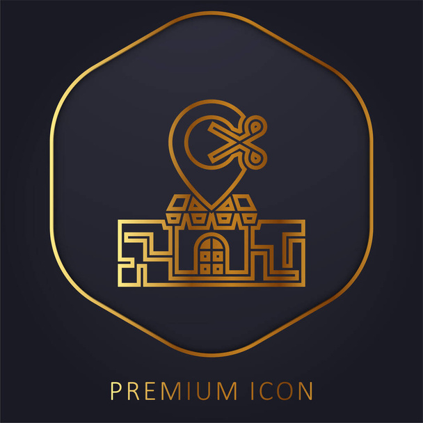 Barber Shop línea de oro logotipo premium o icono - Vector, Imagen