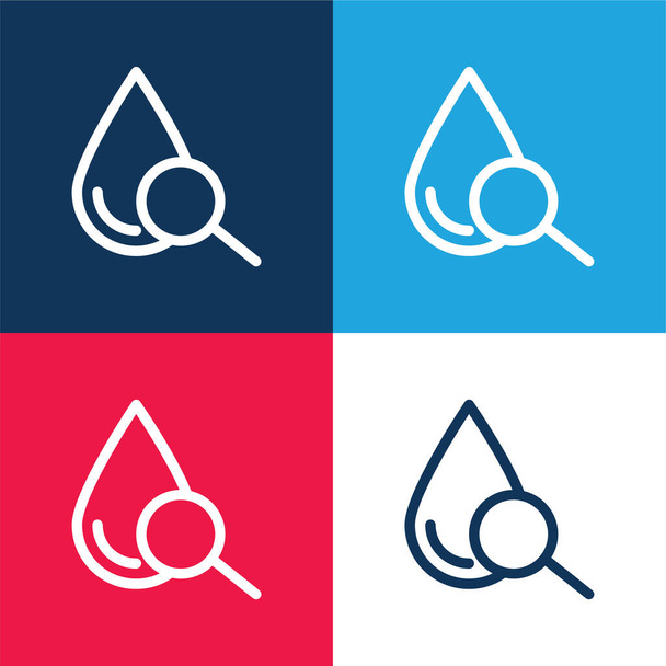 Blood Drop синий и красный четыре цвета минимальный набор значков - Вектор,изображение