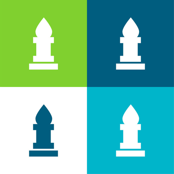 Bishop Chess Piece Conjunto de ícones mínimos de quatro cores plano - Vetor, Imagem