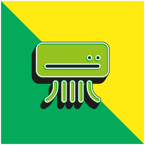 Кондиционер Зеленый и желтый современный 3d логотип векторной иконки - Вектор,изображение