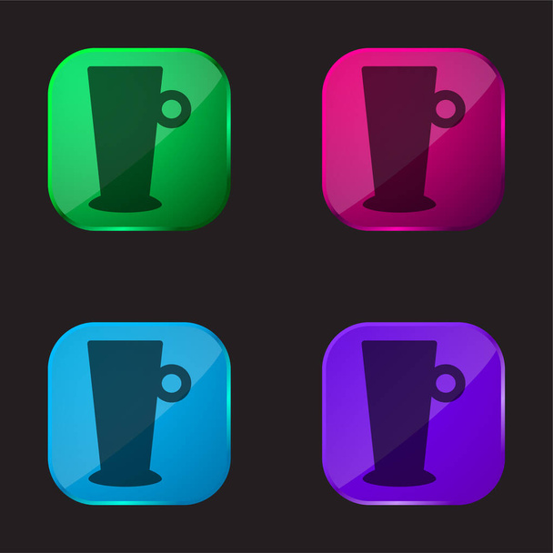 Big Cup four color glass button icon - Vector, Image