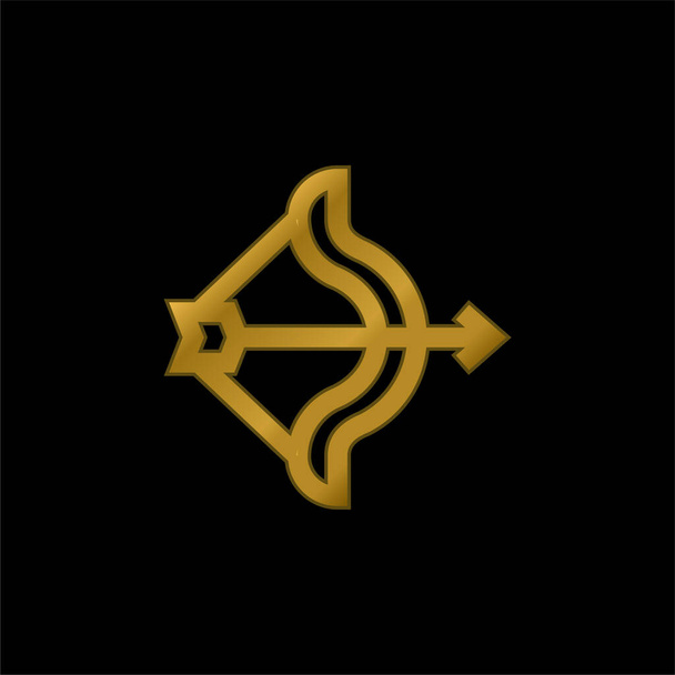 Tiro com arco banhado a ouro ícone metálico ou vetor logotipo - Vetor, Imagem