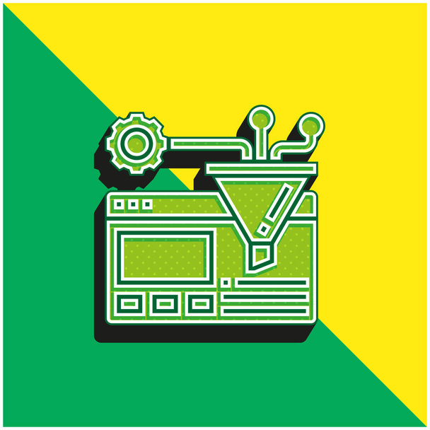 Algoritma Yeşil ve Sarı Modern 3D vektör simgesi logosu - Vektör, Görsel