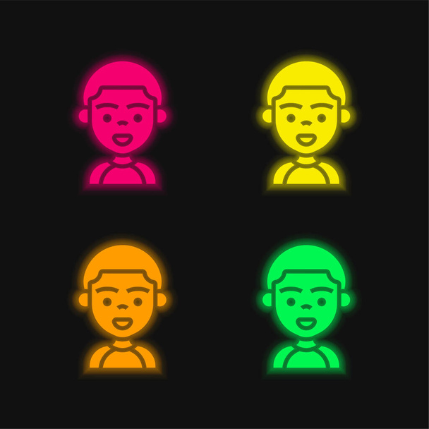 Niño de cuatro colores brillante icono del vector de neón - Vector, imagen
