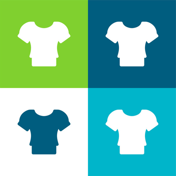 Blusa plana de cuatro colores mínimo icono conjunto - Vector, Imagen
