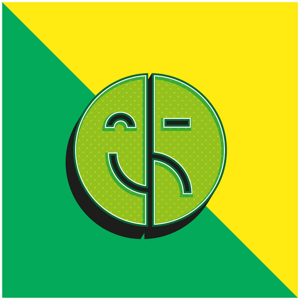 Logo icona vettoriale bipolare verde e giallo moderno 3d - Vettoriali, immagini