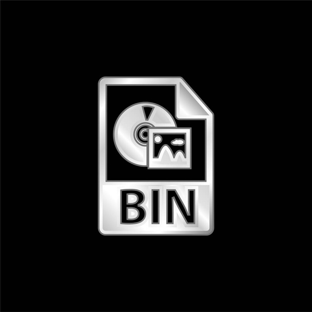 BINファイル形式銀メッキ金属アイコン - ベクター画像