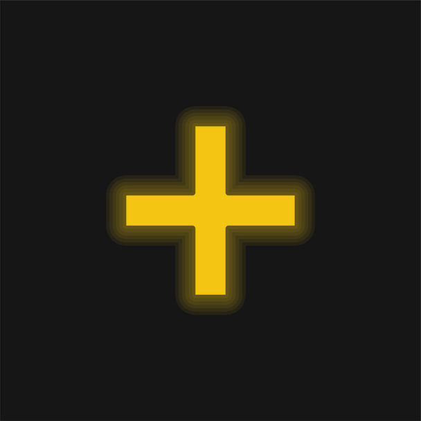 Voeg geel gloeiend neon pictogram - Vector, afbeelding