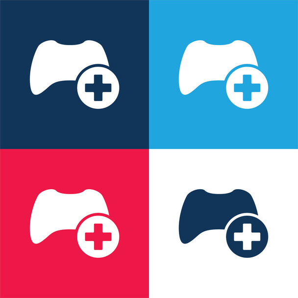 Add Control Interface Symbol blue and red four color minimal icon set - Vector, Image