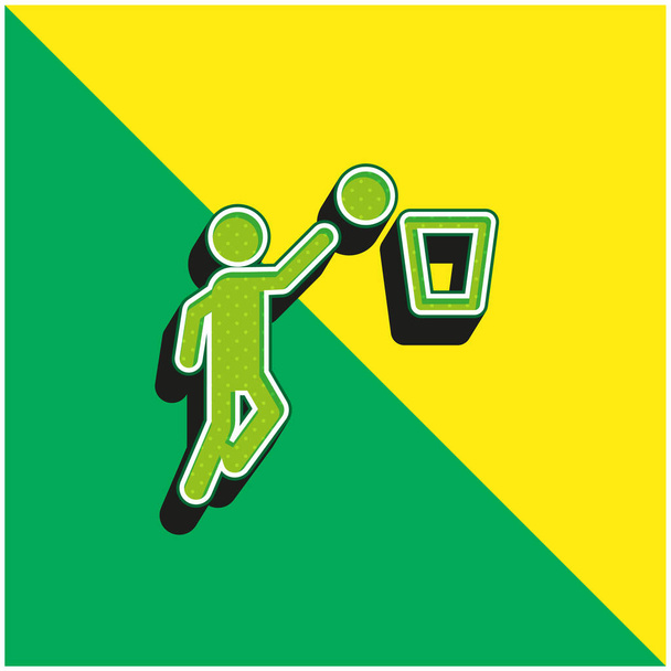 Basketbal Groen en geel modern 3D vector icoon logo - Vector, afbeelding
