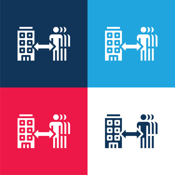 B2b modrá a červená čtyři barvy minimální ikona nastavena - Vektor, obrázek