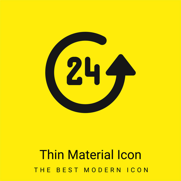 24 Uur minimaal helder geel materiaal pictogram - Vector, afbeelding
