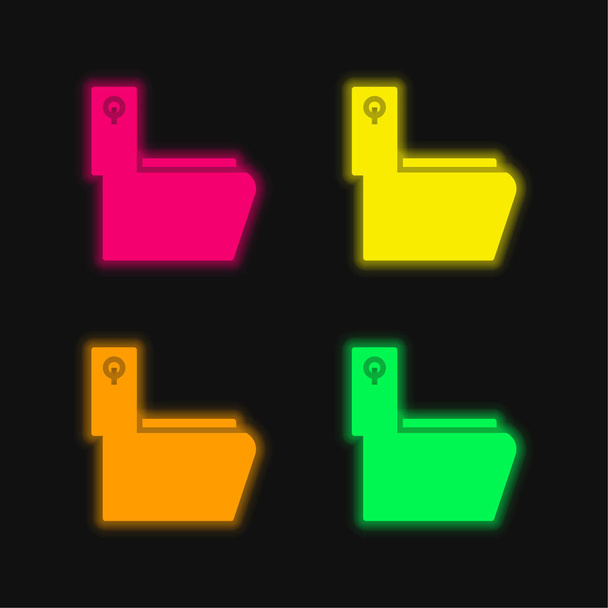 Bagno quattro colori luminosi icona vettoriale al neon - Vettoriali, immagini
