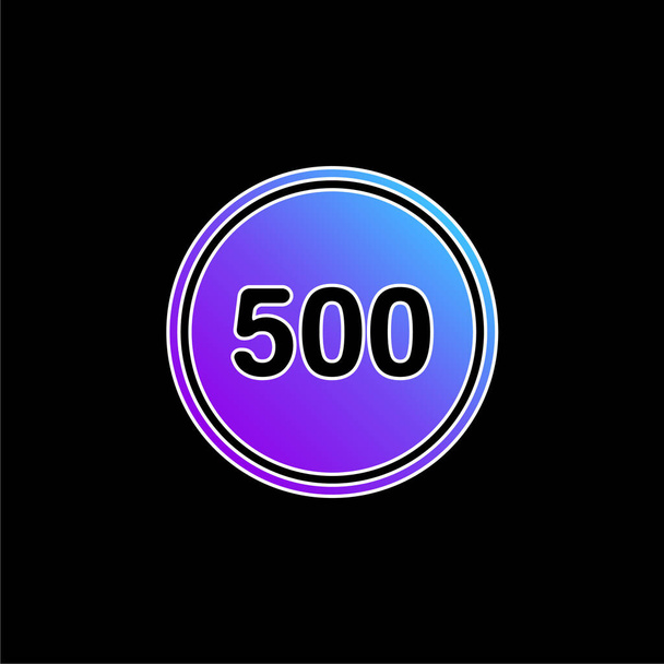 500 in een zwarte cirkel met een blauw gradiënt icoon - Vector, afbeelding