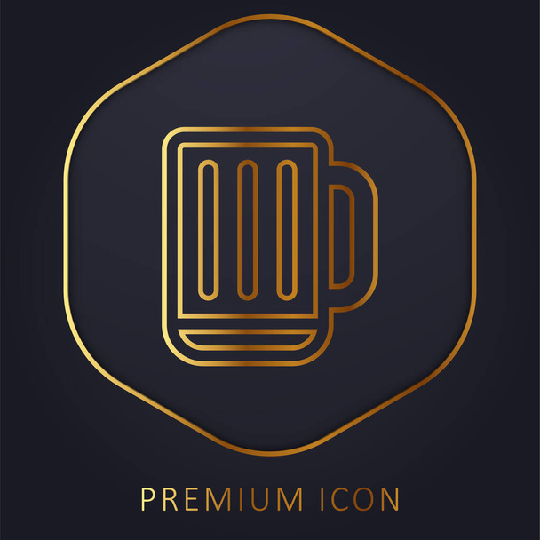 Beer Stein golden line premium logo or icon - Vector, Image