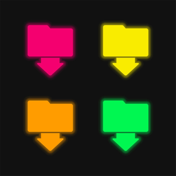 Pfeil vier Farbe leuchtenden Neon-Vektor-Symbol - Vektor, Bild