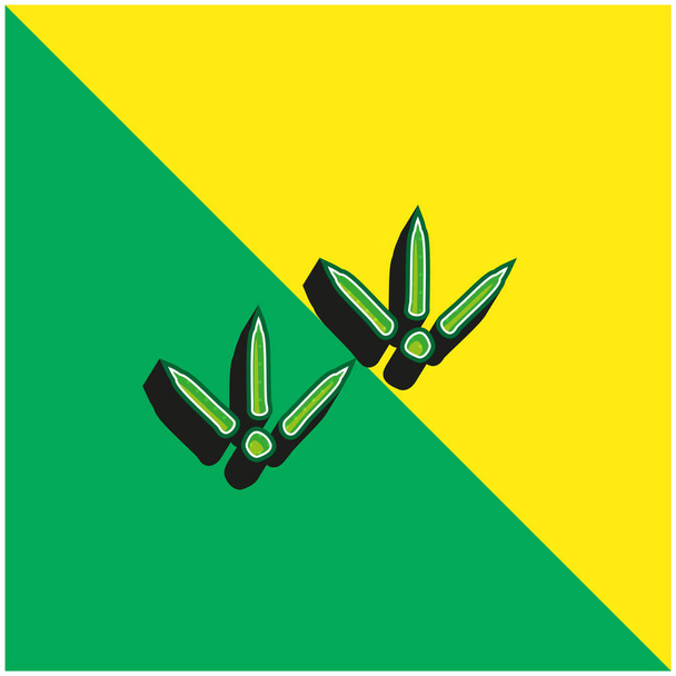 Bird Prints Grünes und gelbes modernes 3D-Vektor-Symbol-Logo - Vektor, Bild