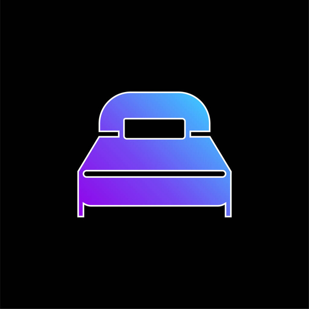 Big Bed With One Pillow blue gradient vector icon - Vector, Image