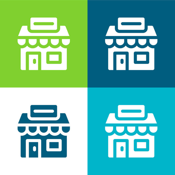 Set di icone minime a quattro colori piatto agenzia - Vettoriali, immagini