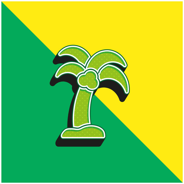 Beach Vihreä ja keltainen moderni 3d vektori kuvake logo - Vektori, kuva