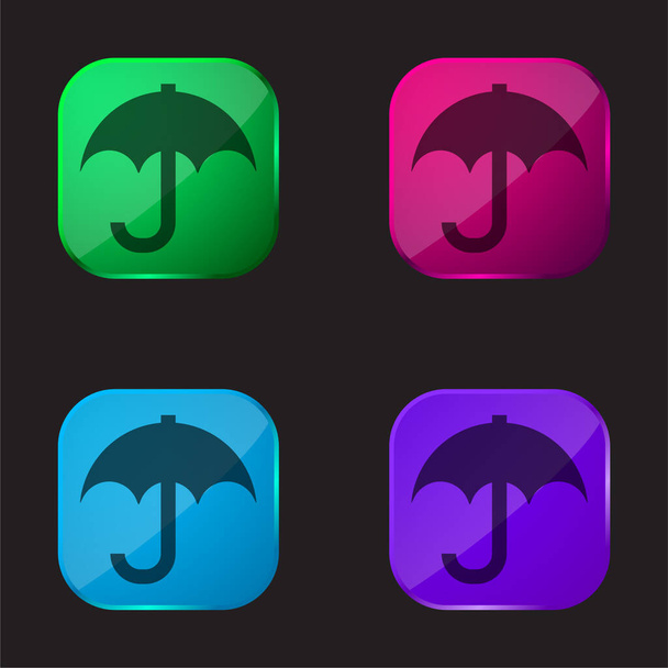 Černý deštník pro déšť čtyři barvy skla ikona - Vektor, obrázek