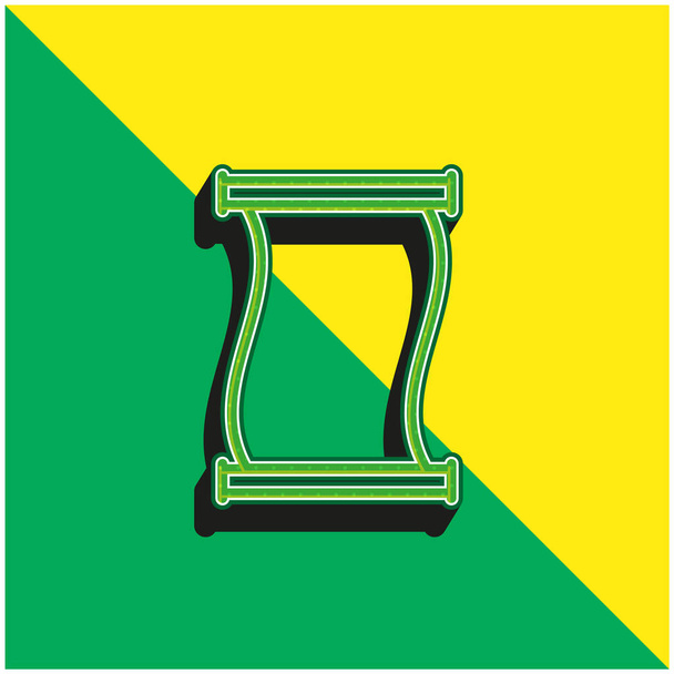 Oude Paper Scroll Outline Groen en geel modern 3D vector icoon logo - Vector, afbeelding