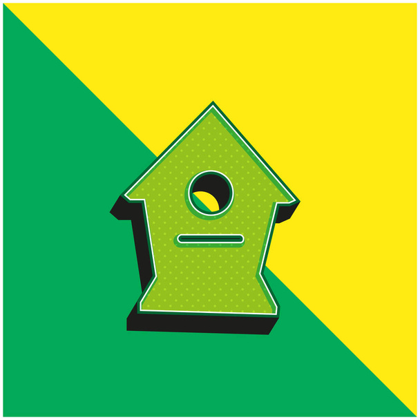 Kuşlar Evde Yeşil ve Sarı 3D vektör simgesi logosu - Vektör, Görsel