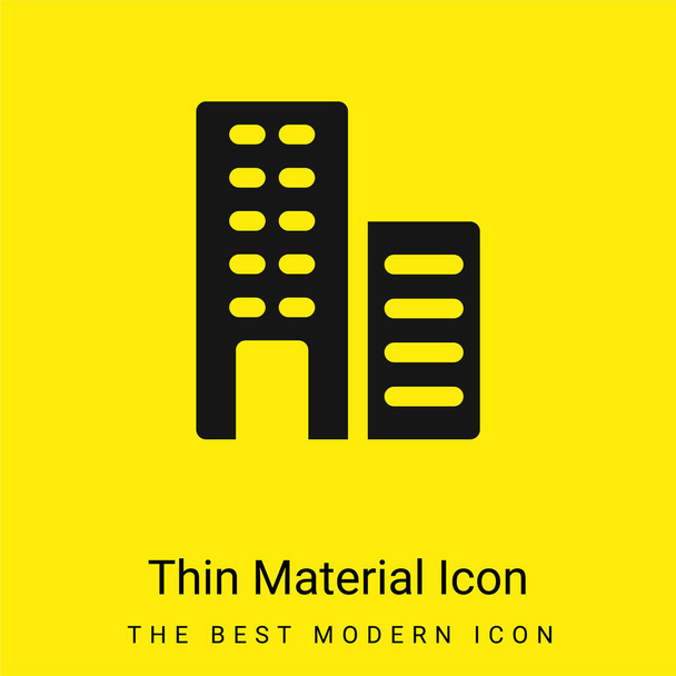 Apartments minimal bright yellow material icon - Vector, Image