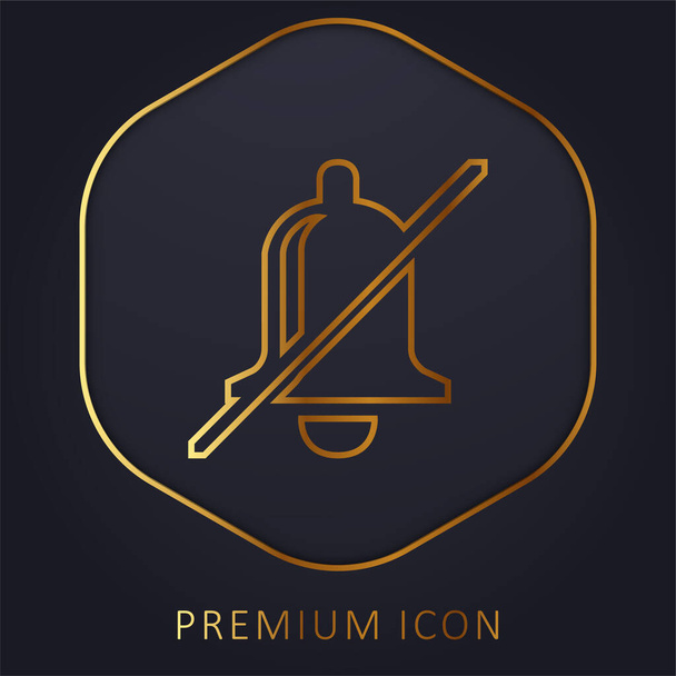 Bell Slash línea dorada logotipo premium o icono - Vector, Imagen