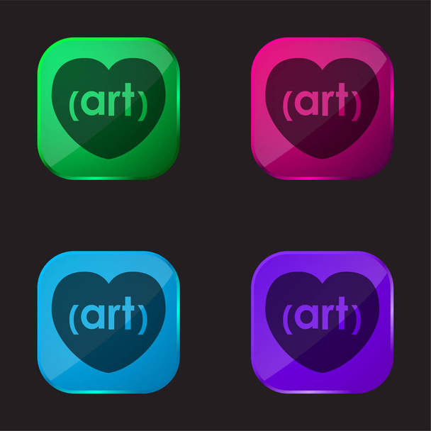 Arte10 Logo icono de botón de cristal de cuatro colores - Vector, imagen