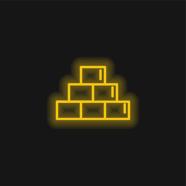 Znakový symbol uvnitř žluté zářící neonové ikony - Vektor, obrázek