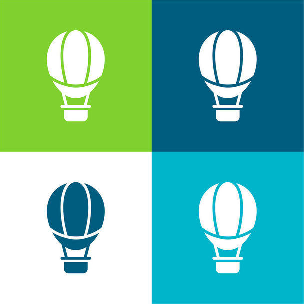 Balão de ar plano de quatro cores conjunto de ícones mínimos - Vetor, Imagem