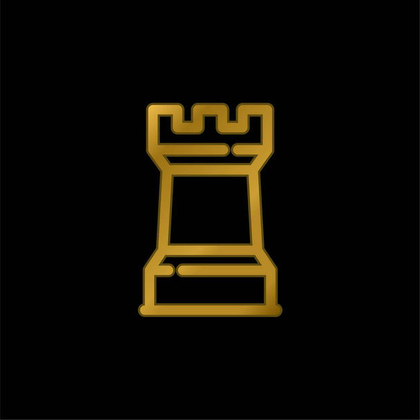 Big Towers gold plated metalic icon or logo vector - Vector, Image