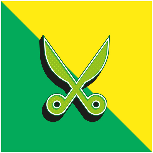 Baber Tijeras verde y amarillo moderno logotipo del icono del vector 3d - Vector, Imagen