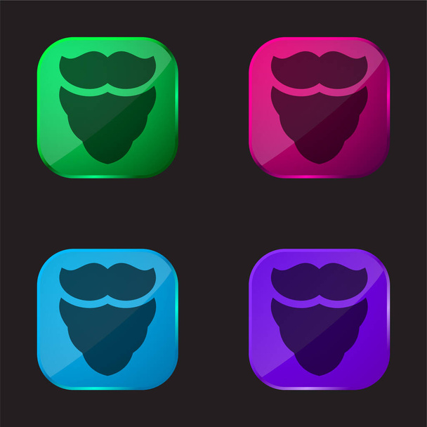 Beard four color glass button icon - Vector, Image