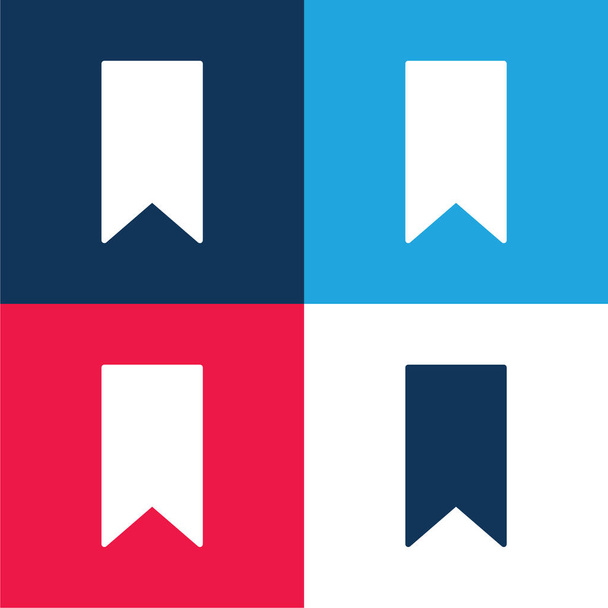 Silueta Variante azul y rojo conjunto de iconos mínimo de cuatro colores - Vector, imagen
