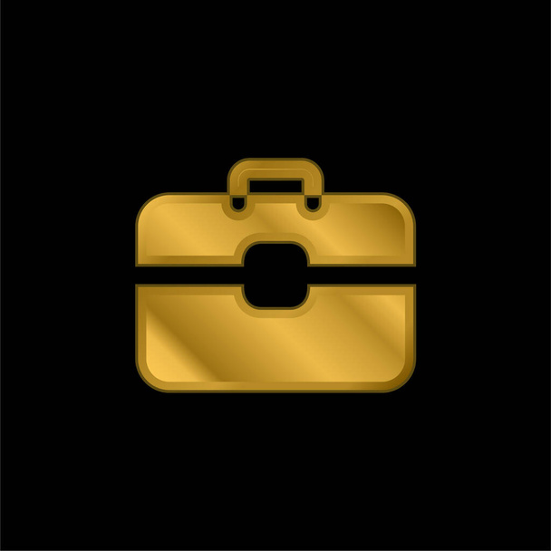 ブリーフケースゴールドメッキ金属アイコンやロゴベクトル - ベクター画像