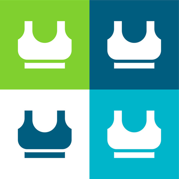 Melltartó Lapos négy szín minimális ikon készlet - Vektor, kép