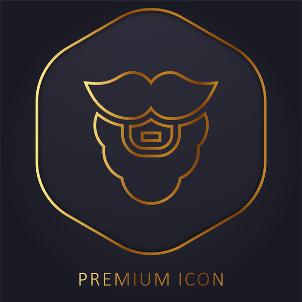 Barba linha dourada logotipo premium ou ícone - Vetor, Imagem